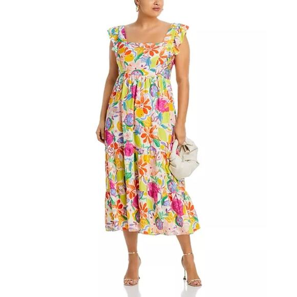 AQUA Fruit Floral Maxi Dress - Exclusive Size‎ Large Sundress - Picture 6 of 14